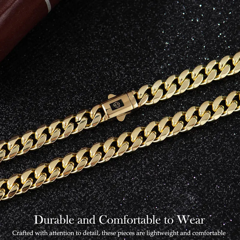 14K Real Gold-Plated Royal Monaco Cuban Bracelet, Italian Style Jewelry for Men and Women