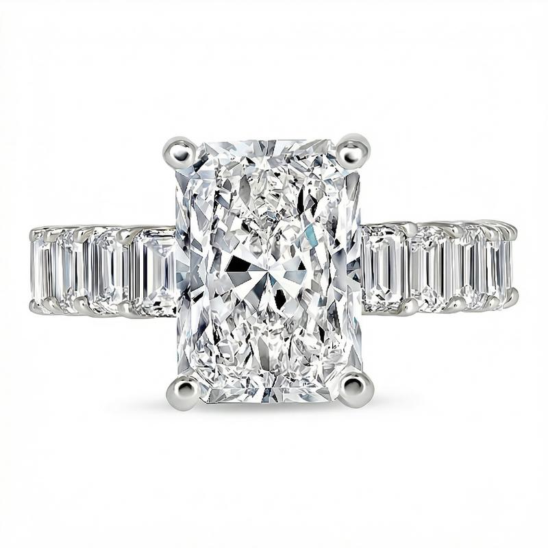 S925 Sterling Silver 6CT Radiant Cut Engagement Ring, Luxury 5A Cubic Zirconia Eternity Band