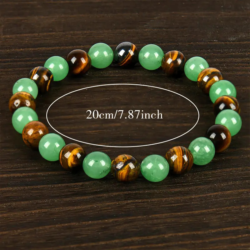 Money Attraction Bracelet with Green Aventurine & Tiger Eye, Wealth Amulet Gift