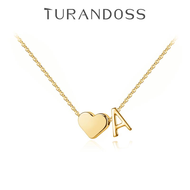 Dainty Golden Heart Initial Necklace - A-Z Letter Tag Pendant Jewelry for Women