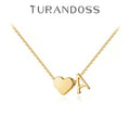 Dainty Golden Heart Initial Necklace - A-Z Letter Tag Pendant Jewelry for Women