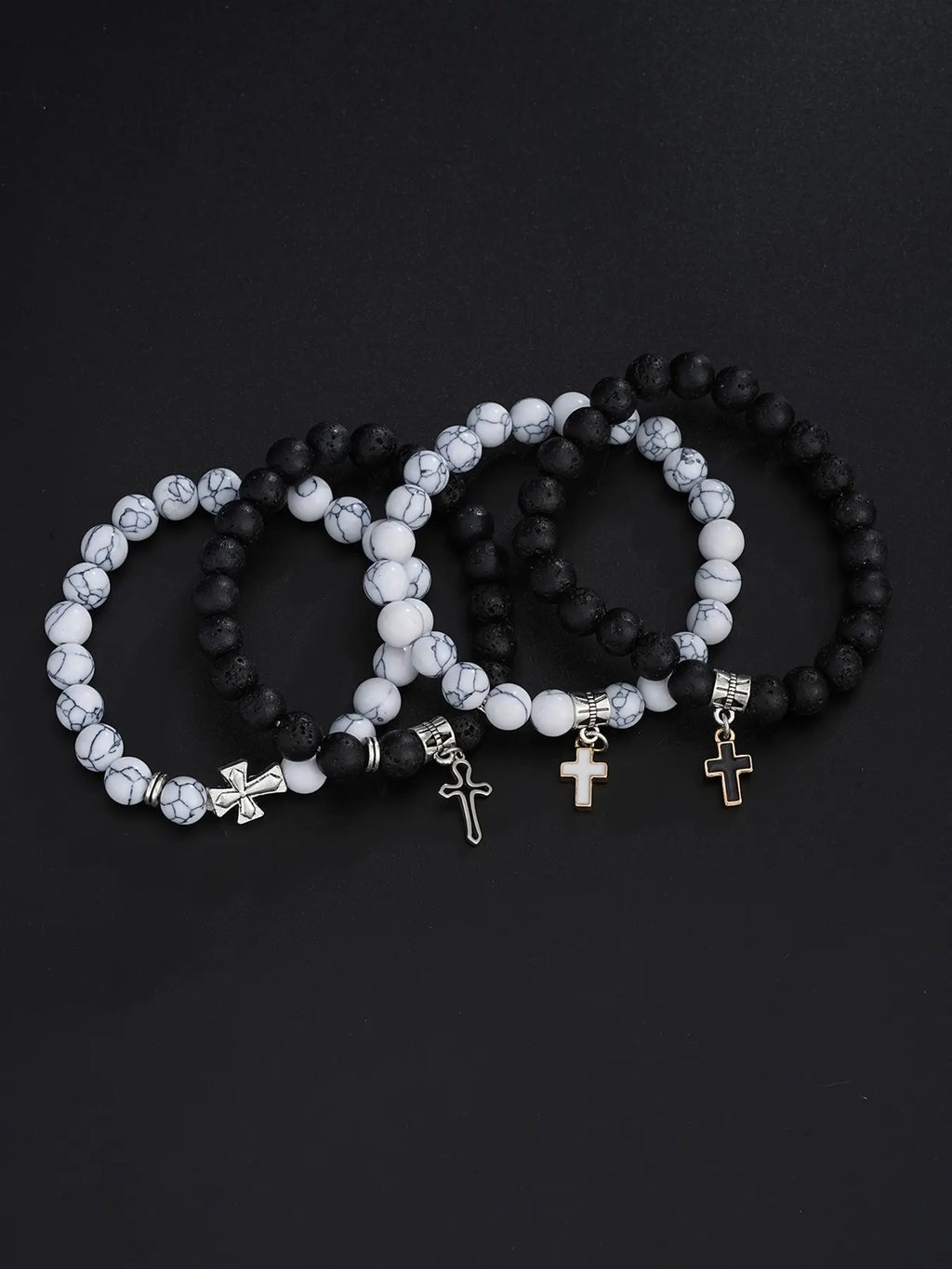 Men's Stainless Steel Punk Cross Pendant Necklace, Bracelet, and Ring Jewelry Set