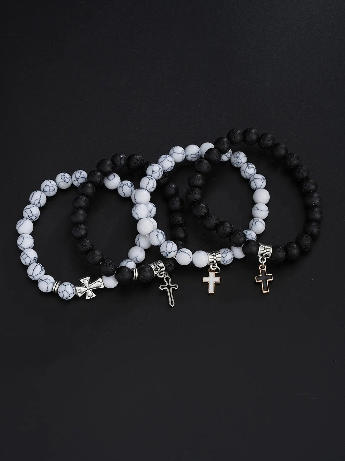Men's Stainless Steel Punk Cross Pendant Necklace, Bracelet, and Ring Jewelry Set