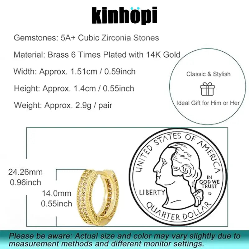 Big Gold Hoop Earrings for Men - Lightweight Gold Plated Cartilage Huggie Accessories