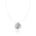 Sparkling CZ Pendant Necklace - 39cm Transparent Cord Adjustable Minimalist Choker for Women