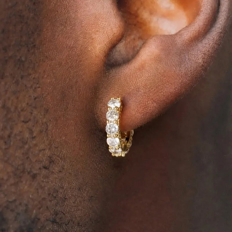 Big Gold Hoop Earrings for Men - Lightweight Gold Plated Cartilage Huggie Accessories