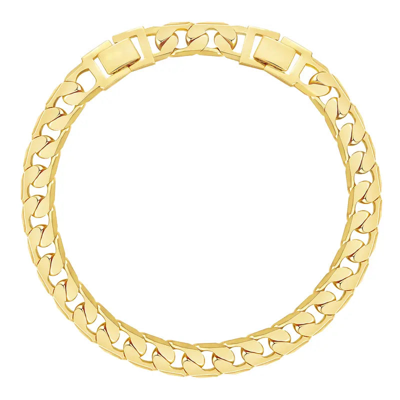 14K Gold-Plated Cuban Link Anklet - 9in/11in Adjustable Chunky Brick Foot Jewelry