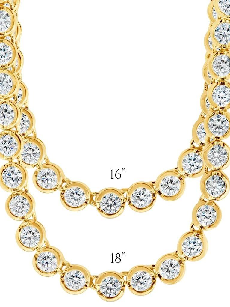 Helene Bezel CZ Tennis Necklace, 3mm Classic & 5mm Statement, Adjustable Size for Any Occasion