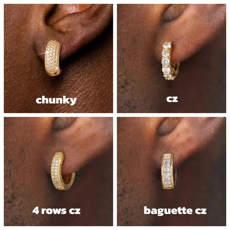 Big Gold Hoop Earrings for Men - Lightweight Gold Plated Cartilage Huggie Accessories