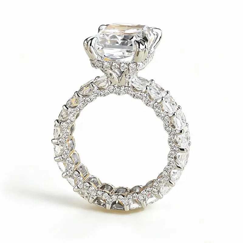 S925 Sterling Silver 6CT Radiant Cut Engagement Ring, Luxury 5A Cubic Zirconia Eternity Band