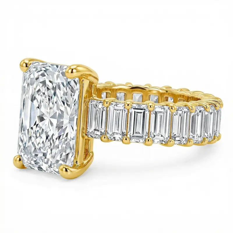 S925 Sterling Silver 6CT Radiant Cut Engagement Ring, Luxury 5A Cubic Zirconia Eternity Band