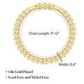 14K Gold-Plated Cuban Link Anklet - 9in/11in Adjustable Chunky Brick Foot Jewelry