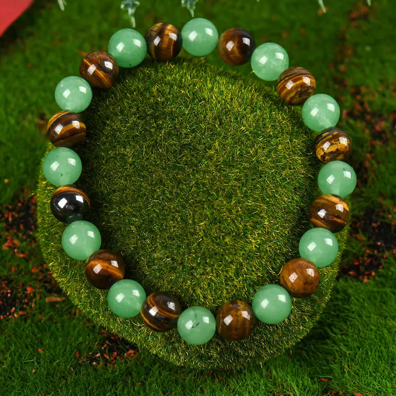 Money Attraction Bracelet with Green Aventurine & Tiger Eye, Wealth Amulet Gift