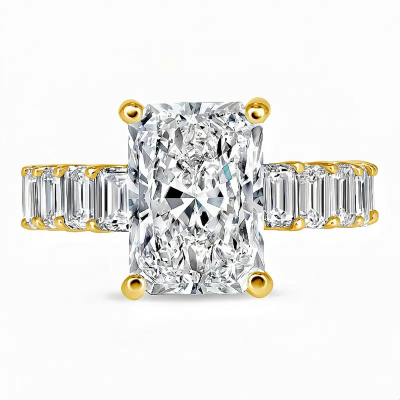 S925 Sterling Silver 6CT Radiant Cut Engagement Ring, Luxury 5A Cubic Zirconia Eternity Band