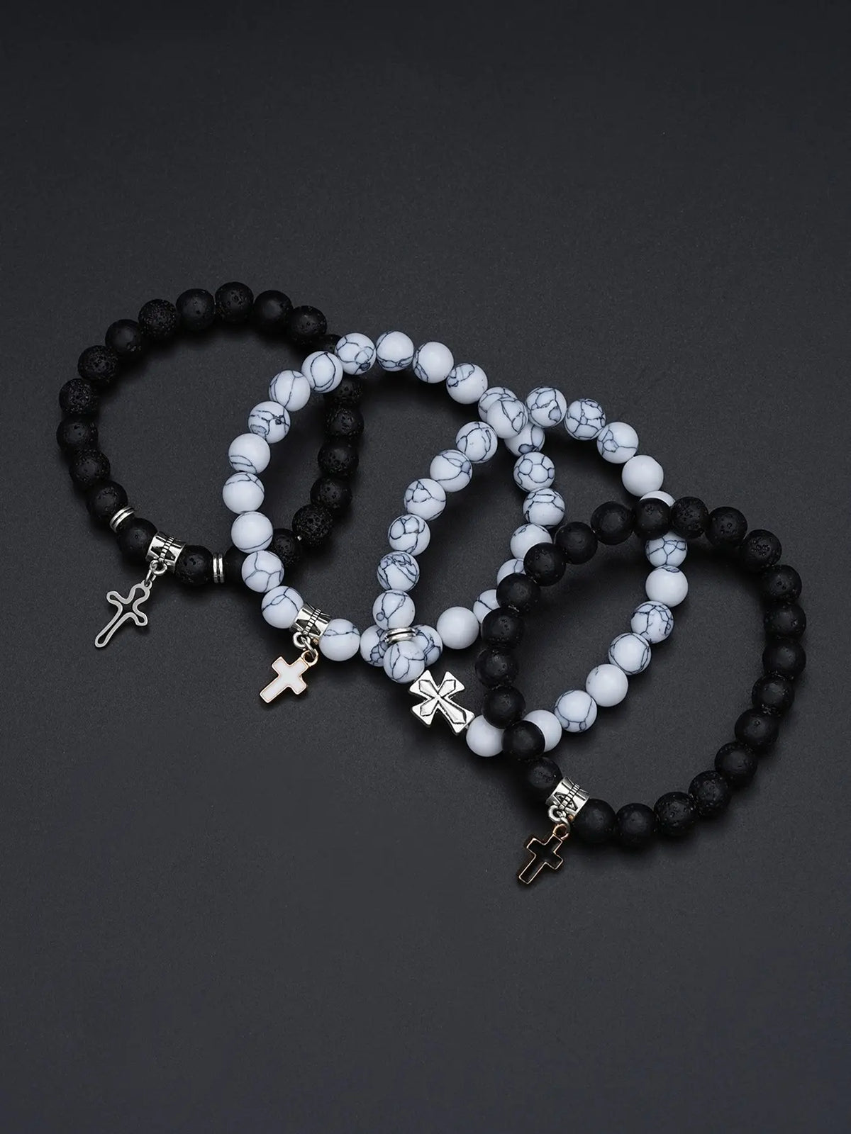 Men's Stainless Steel Punk Cross Pendant Necklace, Bracelet, and Ring Jewelry Set