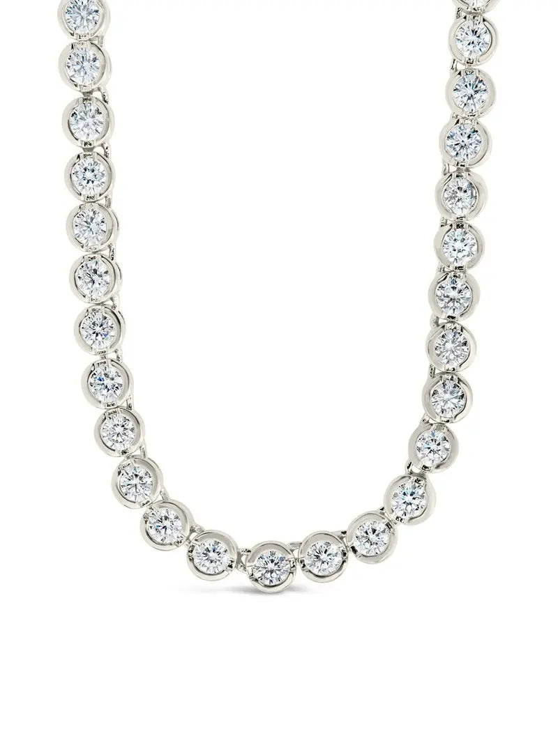 Helene Bezel CZ Tennis Necklace, 3mm Classic & 5mm Statement, Adjustable Size for Any Occasion